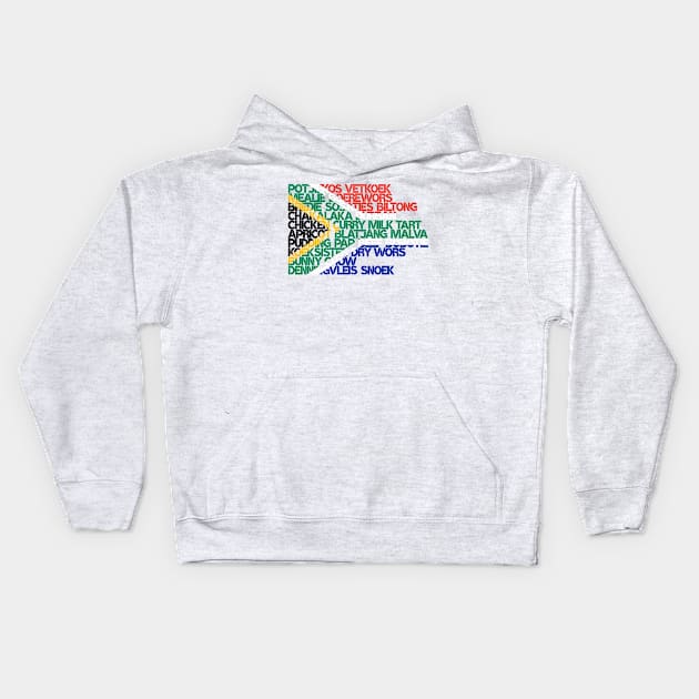 South Africa Food Map Kids Hoodie by BraaiNinja